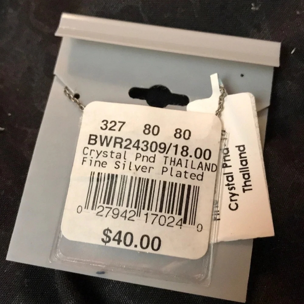 NWT Fine Silver Plated Crystal Necklace